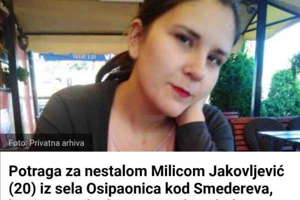 ТРАГИЧАН ЕПИЛОГ ПОТРАГЕ ЗА МЛАДОМ МАЈКОМ ИЗ СМЕДЕРАВА, тело пронађено надомак породичног дома